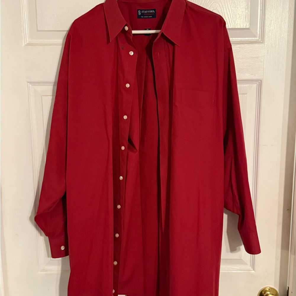 Stafford Men's Red Dress Shirt